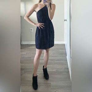 Express One Shoulder Purple / Black Print Dress XS / Small